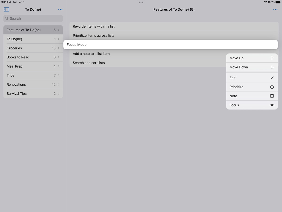 To Do(ne) iPad screenshot 2